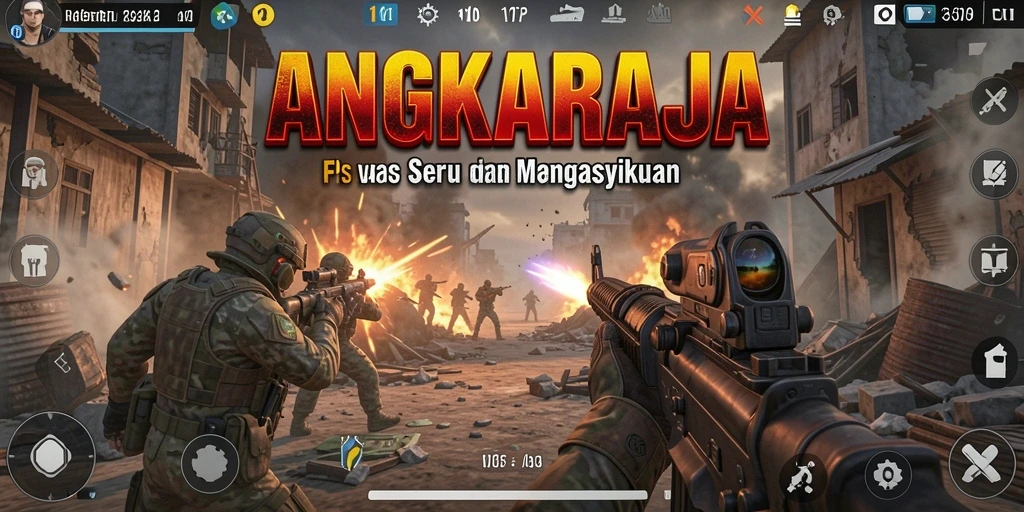 Screenshot menampilkan aksi intens dalam pertempuran FPS.