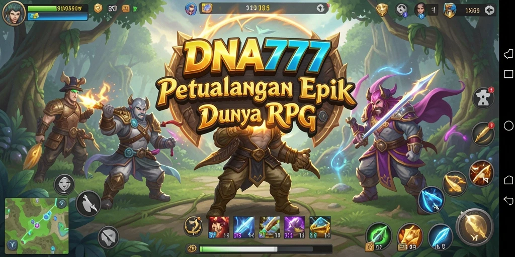 Tangkapan layar utama DNA777 menampilkan aksi seru dalam game RPG.