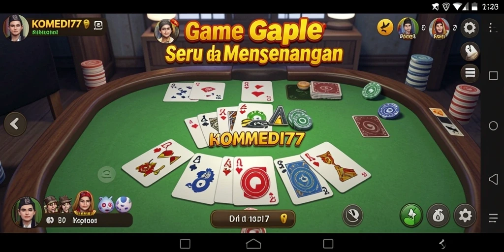 Screenshot gameplay KOMEDI77 yang seru dan penuh strategi Gaple.