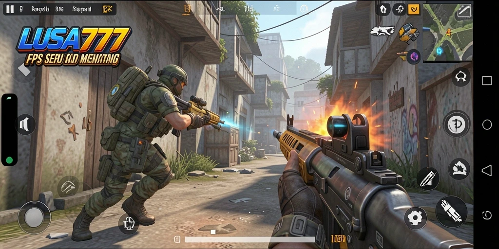 Screenshot LUSA777 menampilkan aksi menembak yang mendebarkan dalam gameplay FPS.
