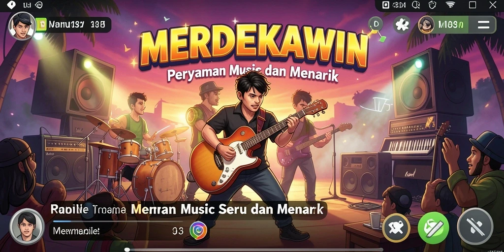 Tampilan gameplay menarik dengan berbagai pilihan lagu.