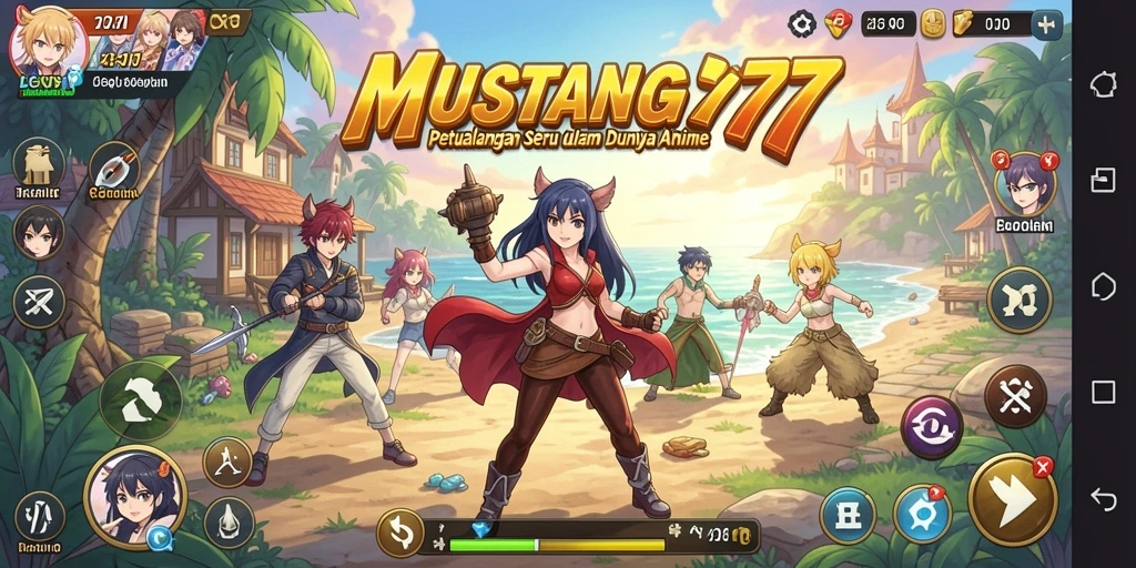 Screenshot gameplay MUSTANG77 dengan karakter anime yang menarik.