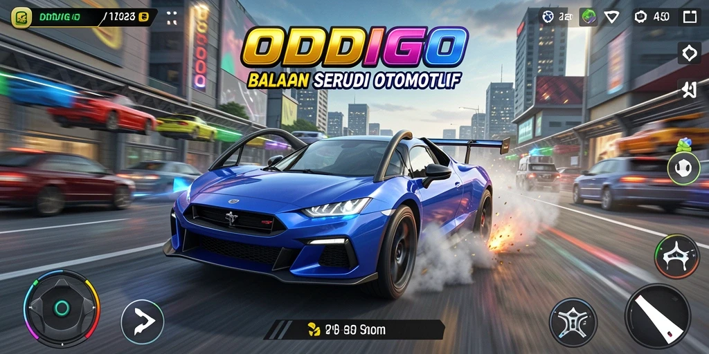 Gameplay ODDIGO menampilkan aksi balapan mendebarkan di lintasan yang menantang.