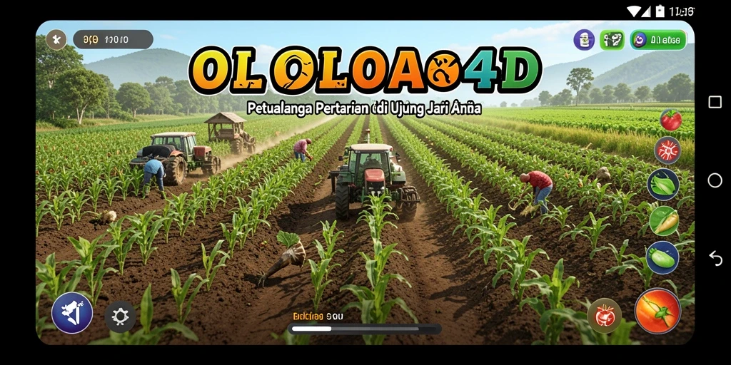 Tampilan gameplay OLLO4D yang menggambarkan aktivitas pertanian.