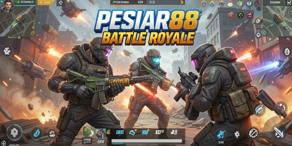 Tampilan seru dari gameplay pesiar88 Battle Royale yang mendebarkan.