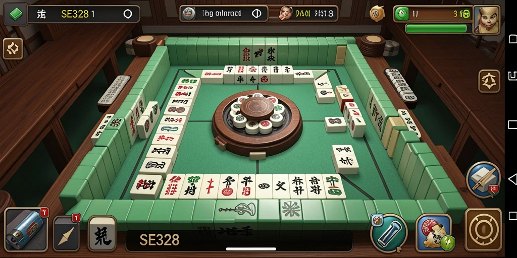 Screenshot gameplay SE328 yang menunjukkan aksi permainan Mahjong.