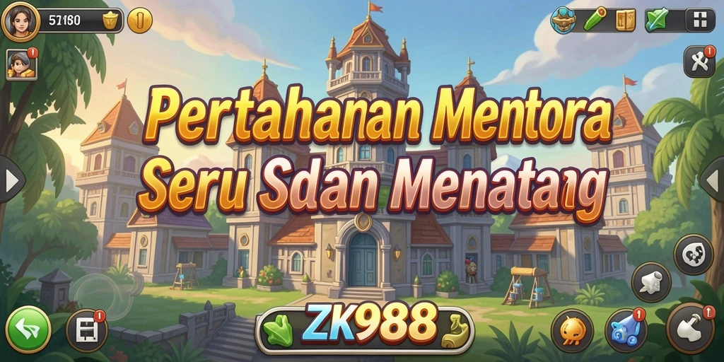 Gameplay ZK988 menampilkan pertahanan menara yang penuh strategi.